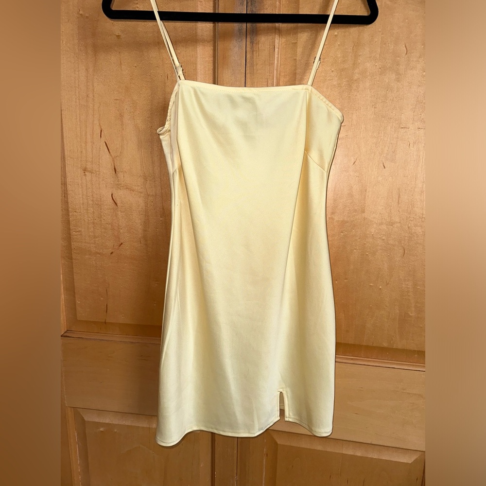 Pastel yellow mini slip dress